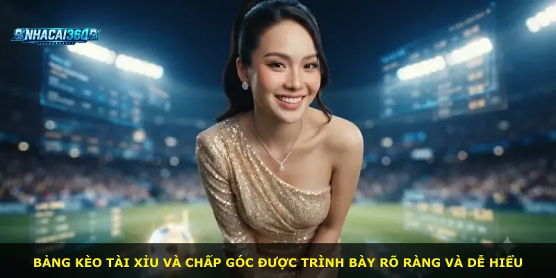 Bảng kèo tài xỉu và chấp góc được trình bày rõ ràng và dễ hiểu